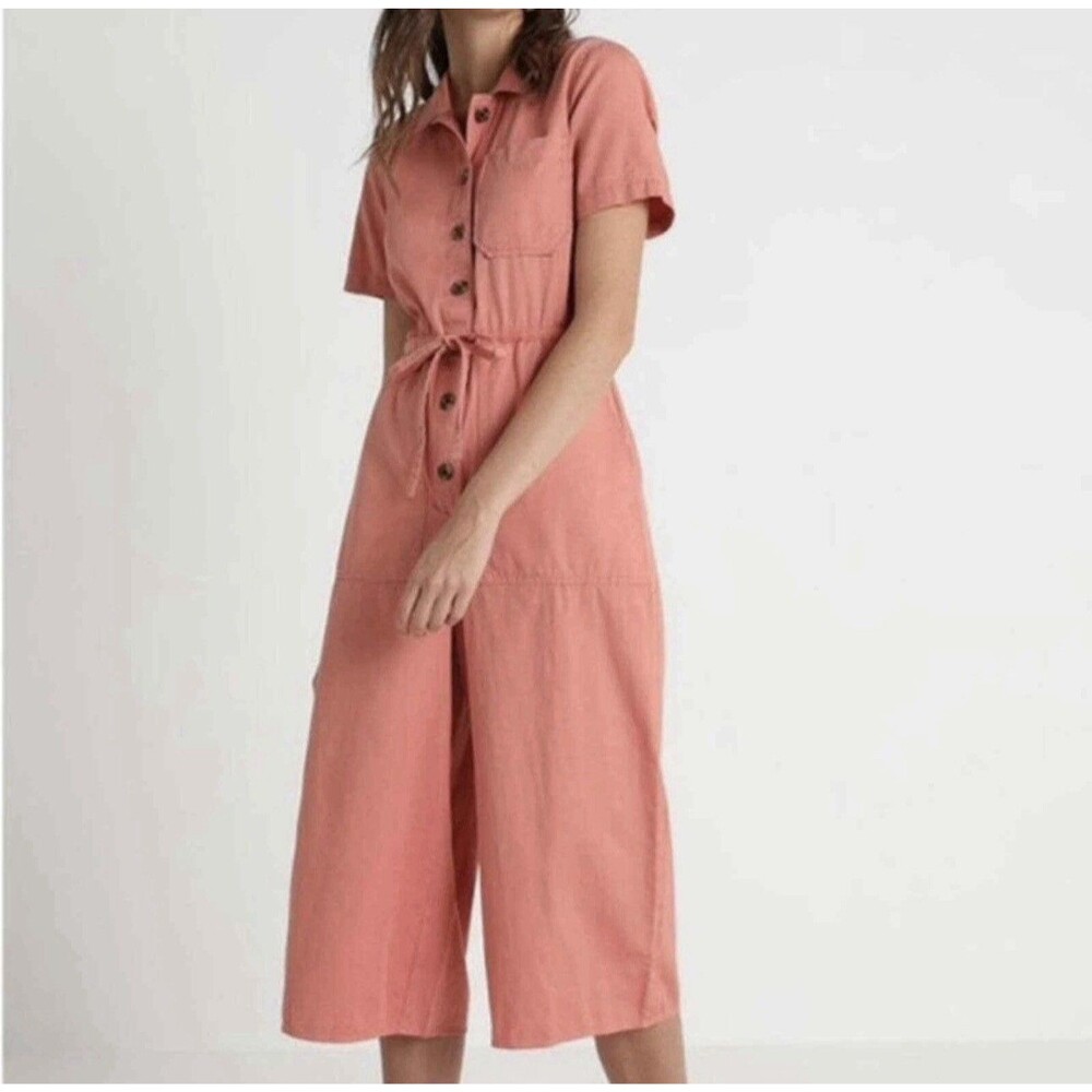 Madewell Sz 12 Cotton Coveralls Jumpsuit Madewell Wide Leg Utility Jumpsuit